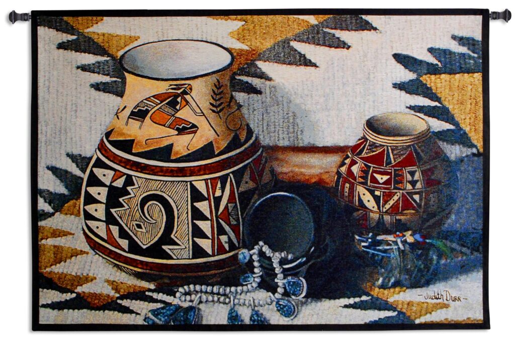 Kokopelli Pot Southwestern Tapestry Art Home