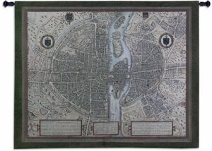 Map of Paris | 53" x 42" | Woven Wall Tapestry