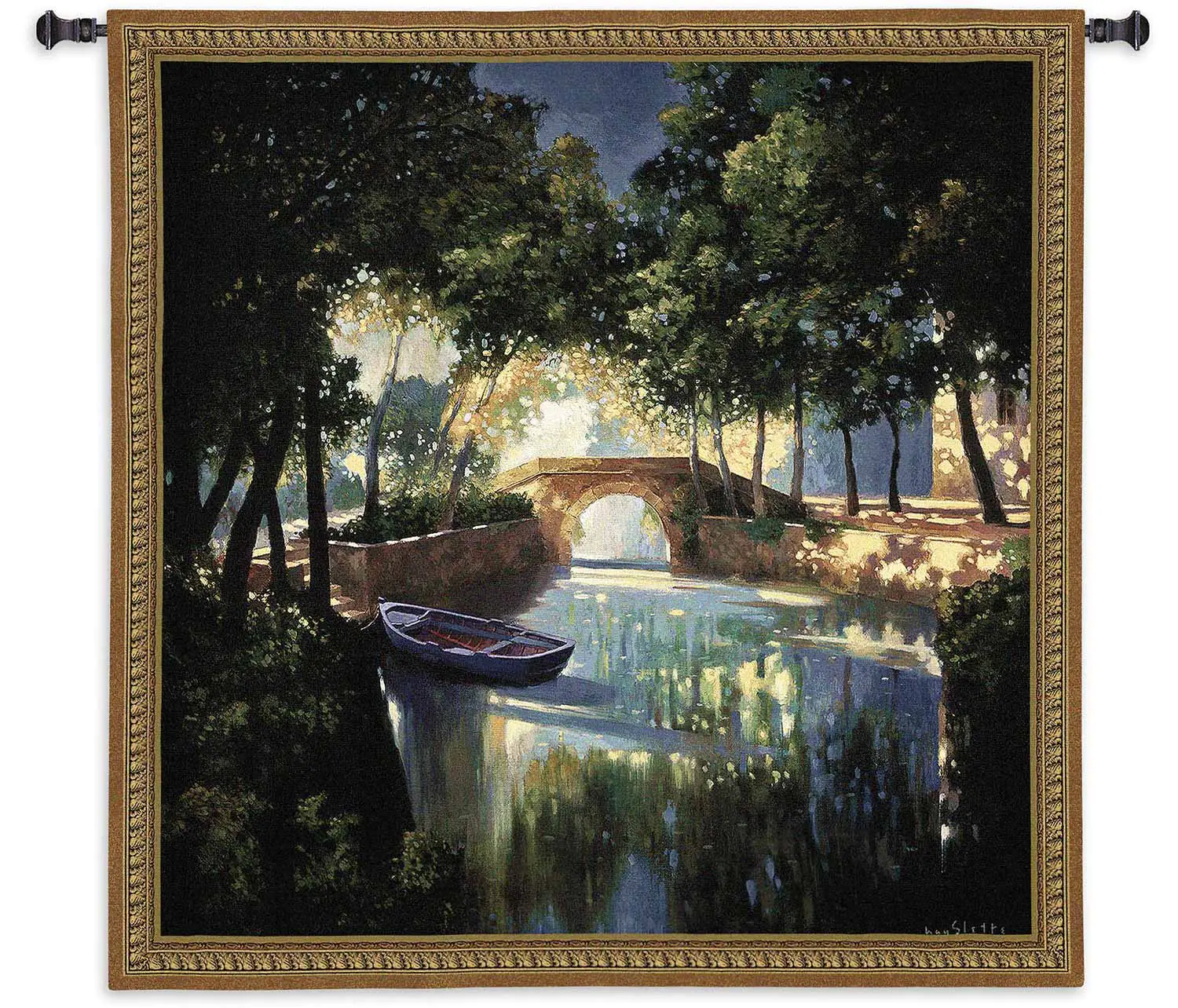 Max Hayslette Blue Boat | 53" x 53" | Woven Tapestry