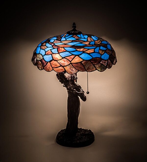 Maxfield Parrish Griselda Art Glass Table Lamp Lit