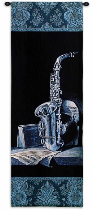 Minuet II | 18" x 53" | Saxophone with Sheet Music Tapestry