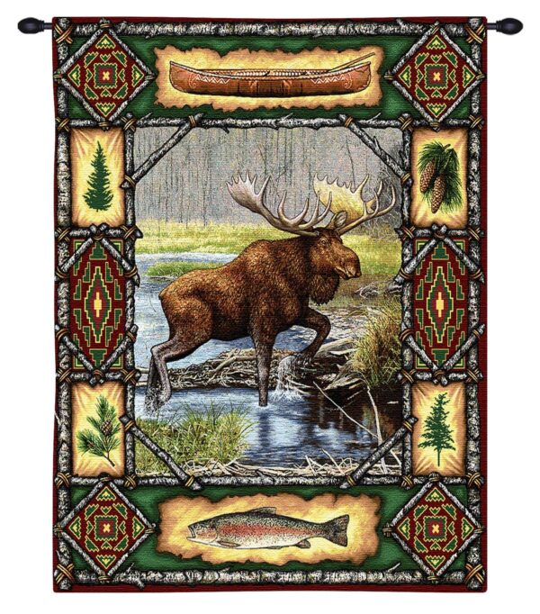 Moose Lodge | Rustic Tapestry Wall Hanging | 34 x 26
