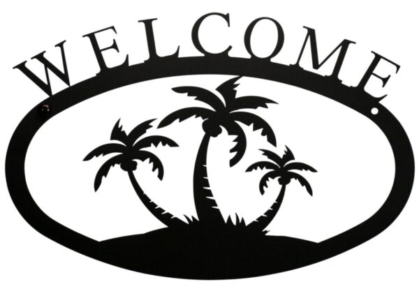 Palm Trees Large Wrought Iron Welcome Sign