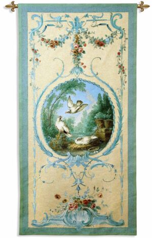 Paneled Detail of Doves | 34" x 68" | Woven Tapestry Decor