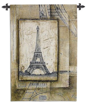 Passport To Eiffel | Woven Paris Themed Art Tapestry | 53 x 36
