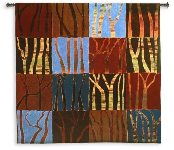 Red Trees II | Large Woven Art Tapestry | 53 x 53