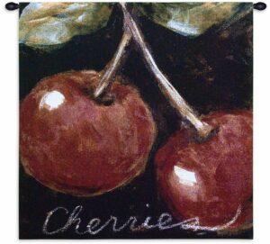 Ripe Cherries (Fruit Series) | 35" x 35" | Tapestry Wall Decor