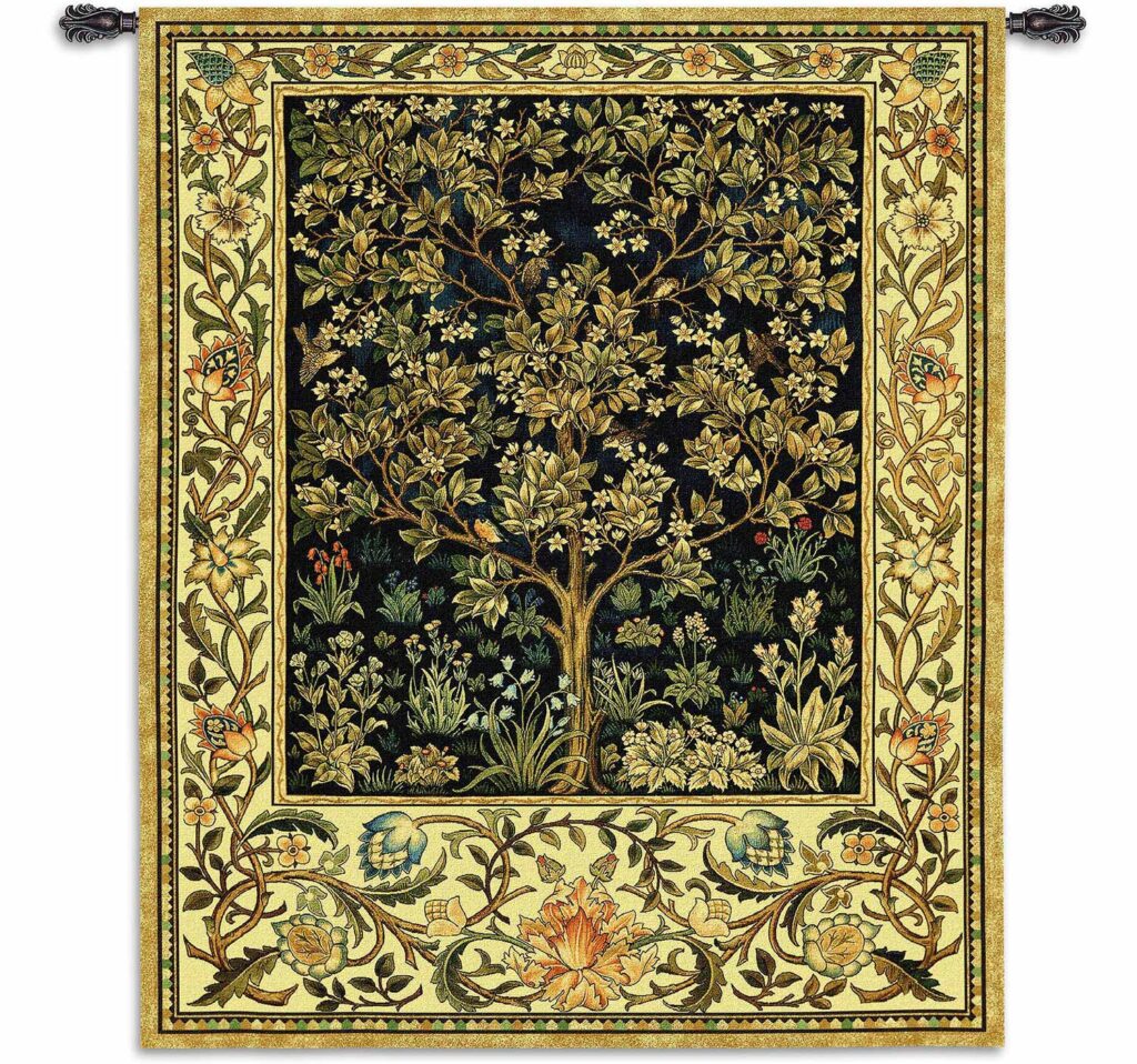 Shop Extra Large Wall Tapestries Art Home   Tree Of Life Midnight Blue Chenille Cotton Tapestry 2052 WH 1024x958 