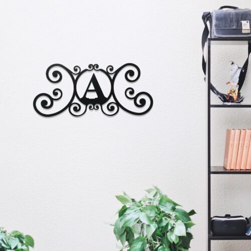 Wrought Iron Monogram Wall Plaque | A-Z | 24