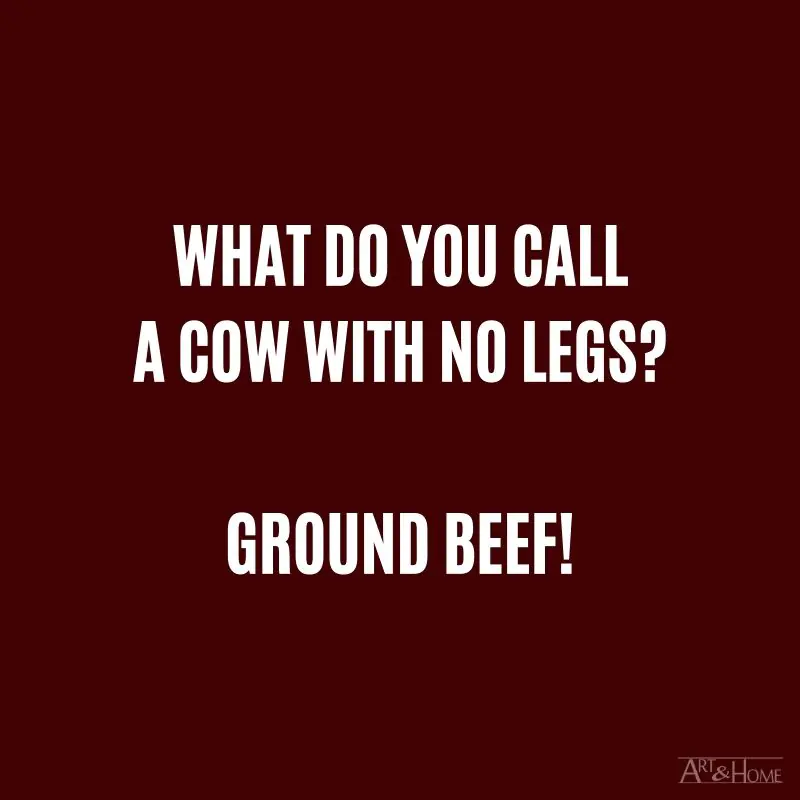 What do you call a cow with no legs? Ground beef.
