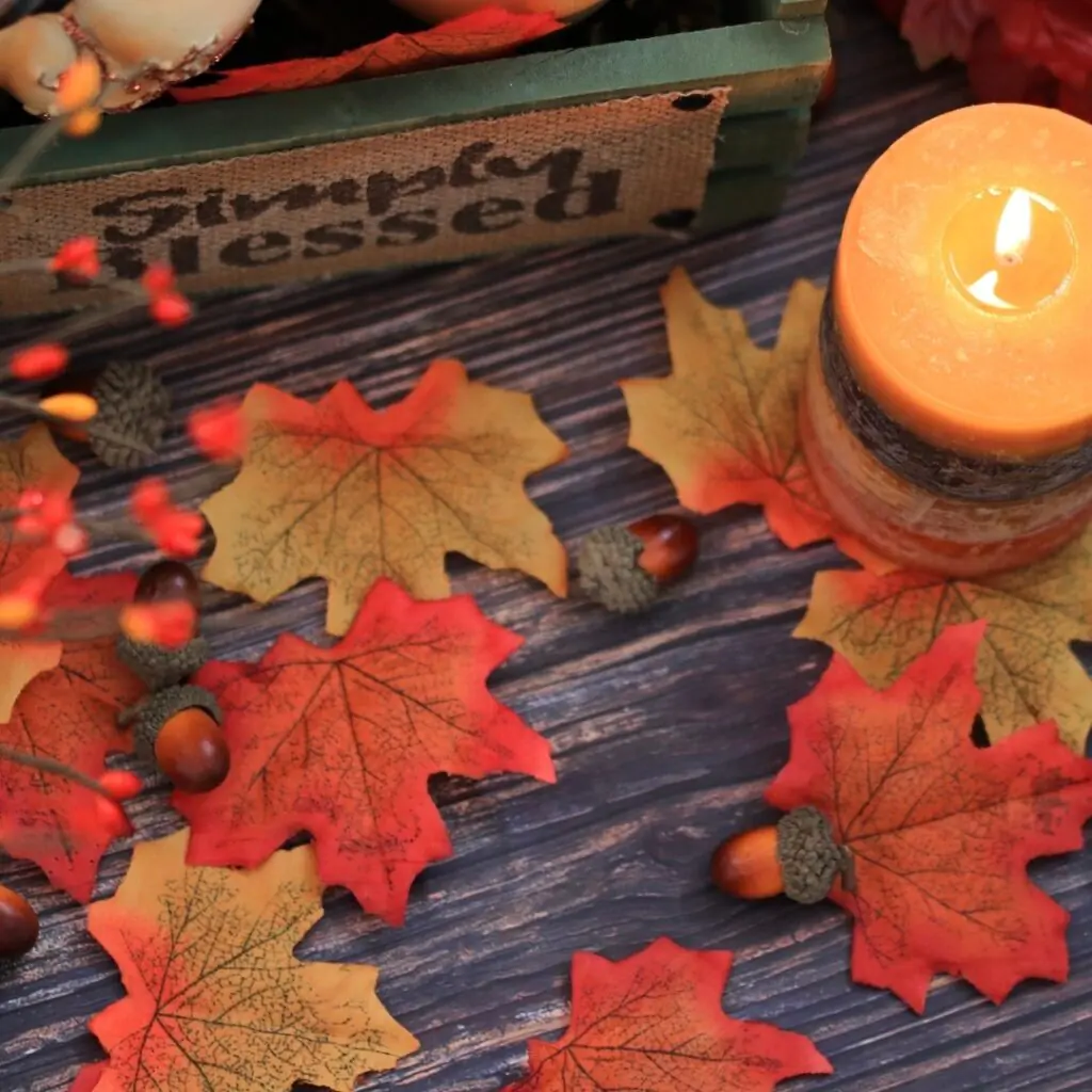 Fallen Leaves and Candle