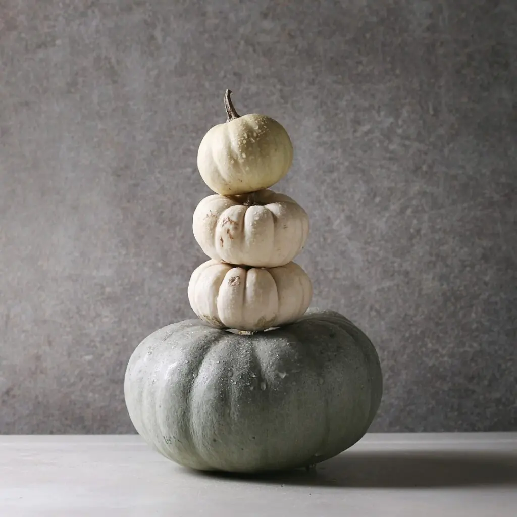 Stacked Gray and White Pumpkins