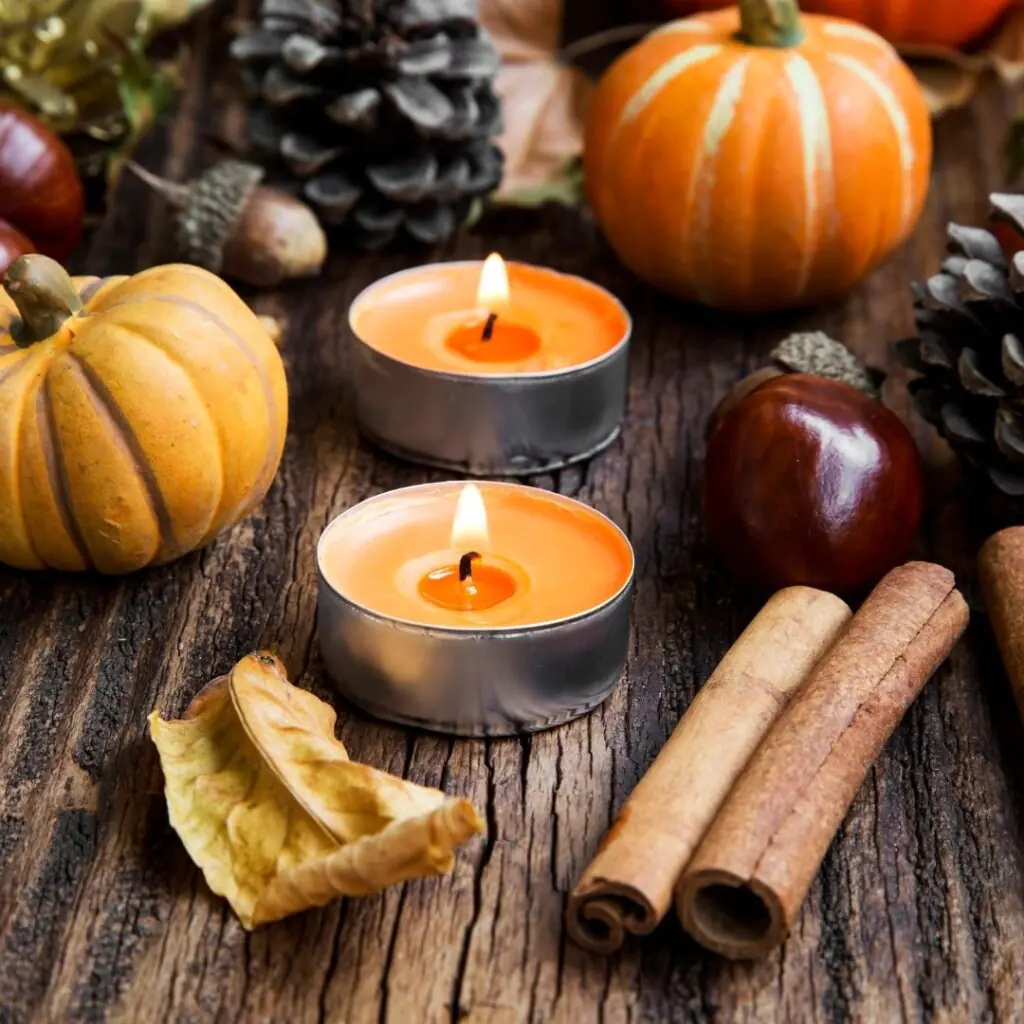 Votive Candles with Cinnamon Sticks