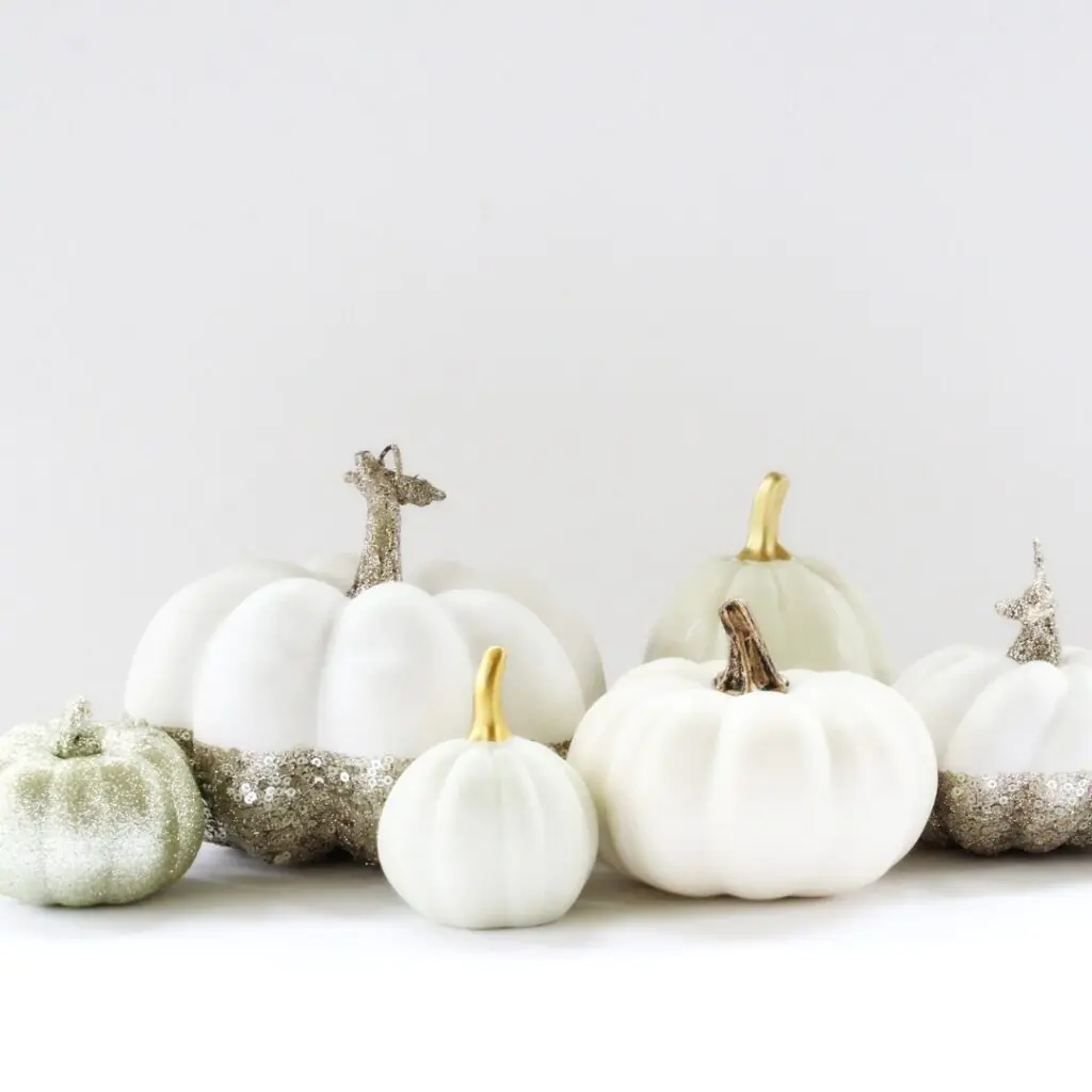 White and Gold Glitter Pumpkins