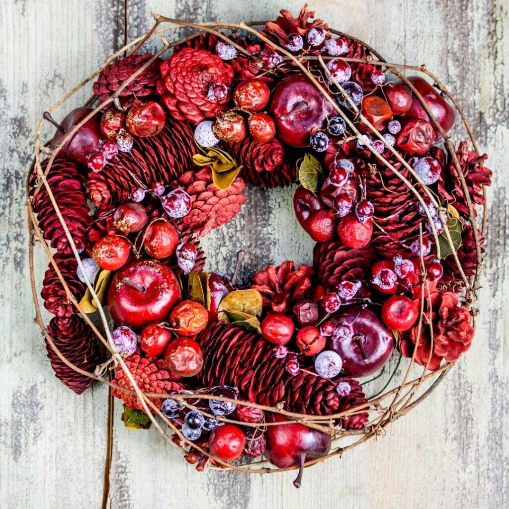 Colorful DIY Christmas Apple Wreath