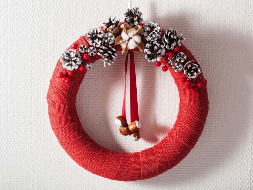 Red Wrapped Cloth Wreath