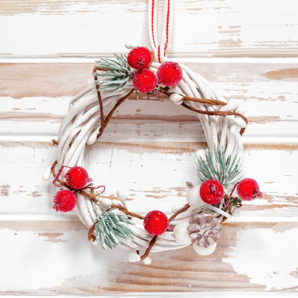 White Twigs and Berries Mini Christmas Wreath