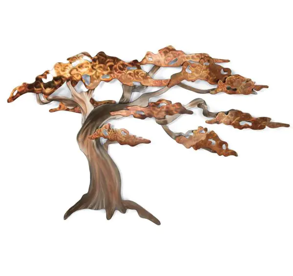 Windswept Pine Tree Metal Wall Art