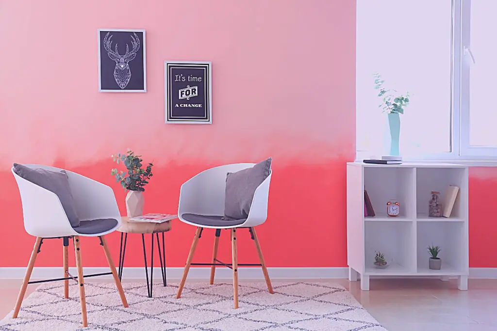 Bright Pink and Salmon Living Room