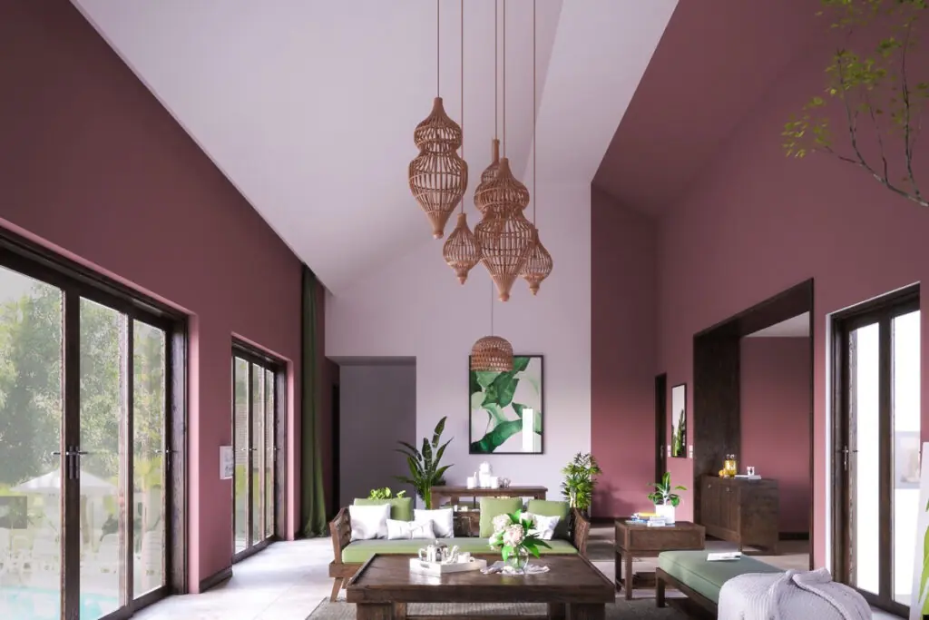 Dramatic Dark Pink Living Room