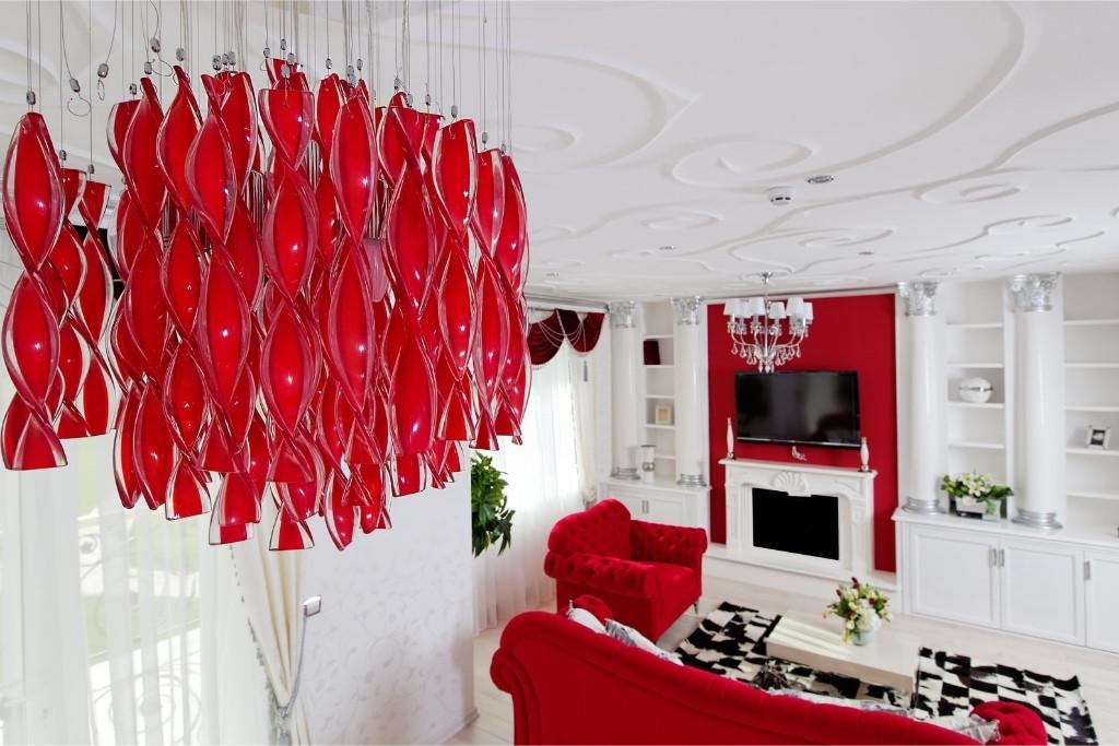 Luxurious Red & White Living Room