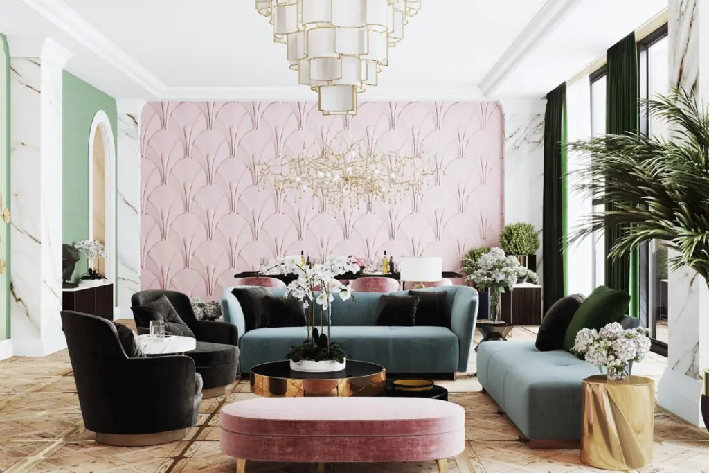 Pink Hollywood Glam Living Room