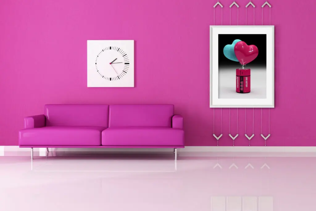 Hot Pink Walls and Sofa
