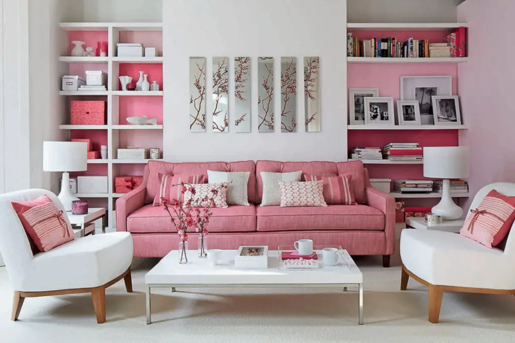 Pink and White Living Room