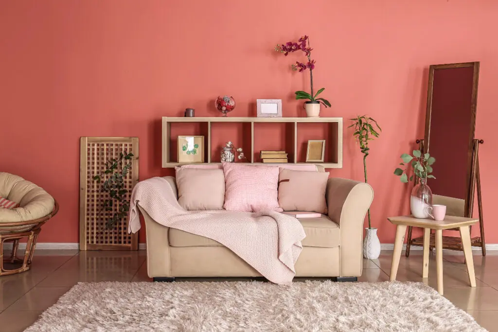 Salmon Walls and Soft Pink Accents