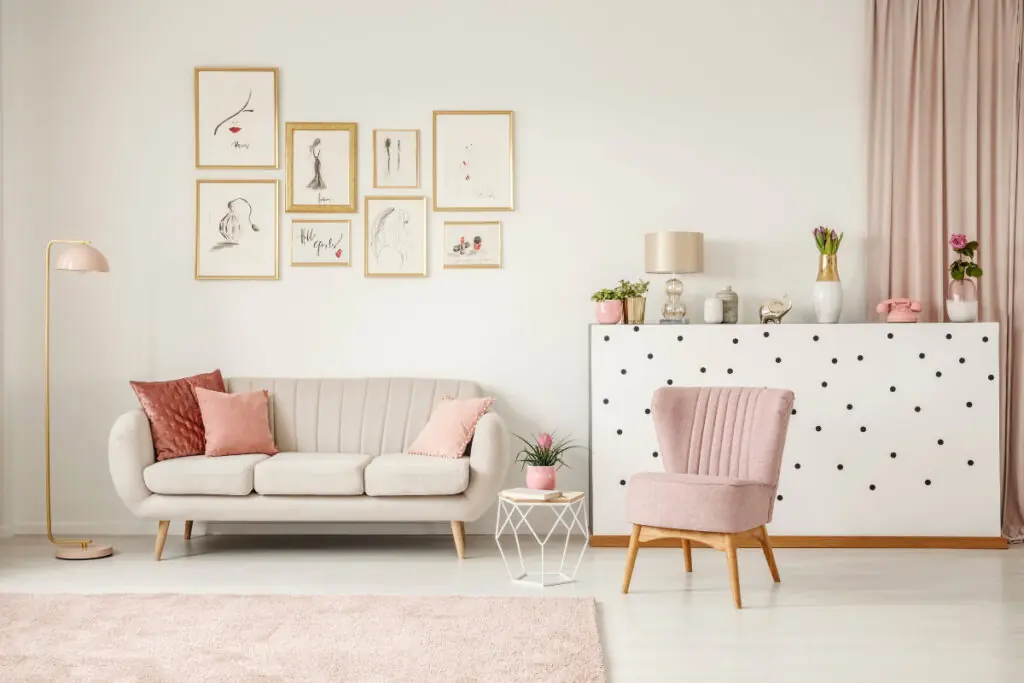 Cute Living Room with Hints of Pink