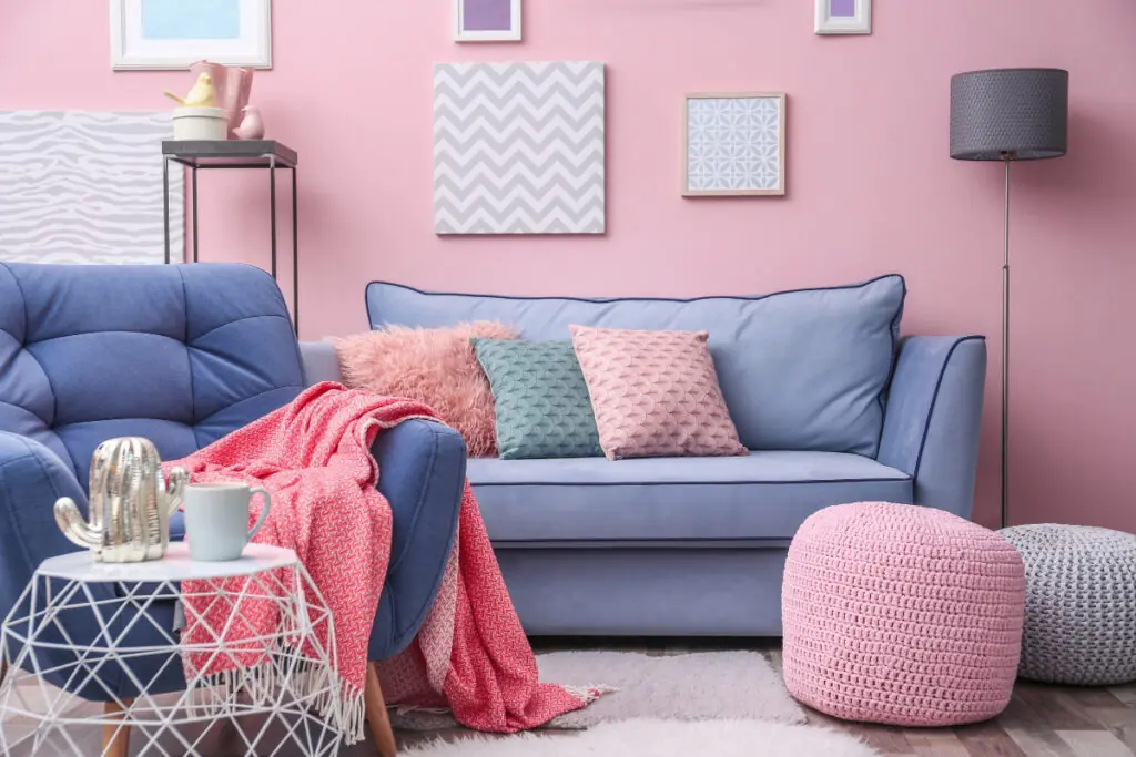 Pink and Blue Living Room