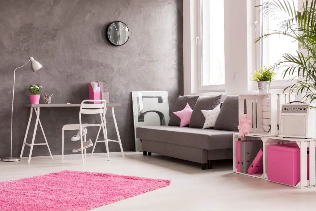 Pink and Grey Living Room