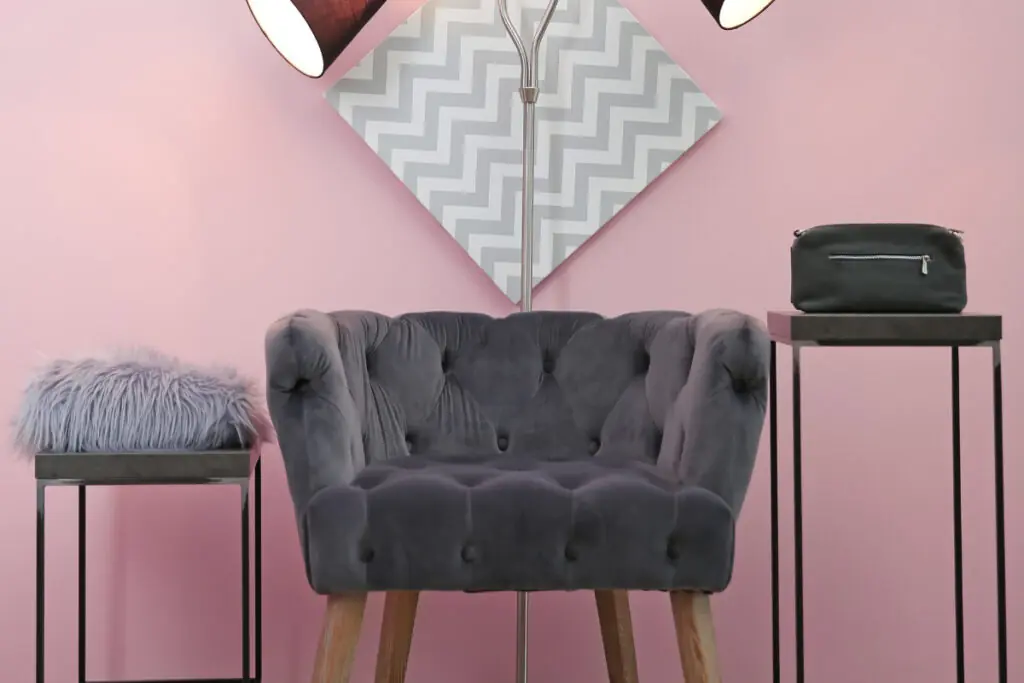 Grey Chair with Pink Walls
