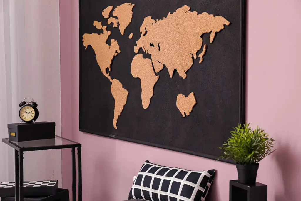 Pink Wall with Black and Gold Accents