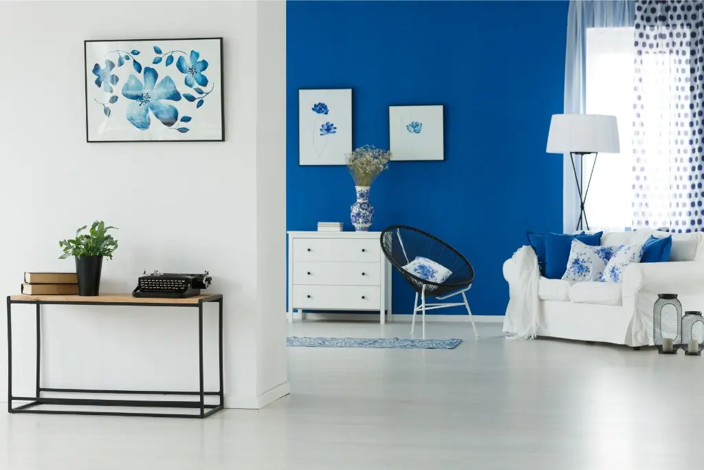 White & Blue Living Room