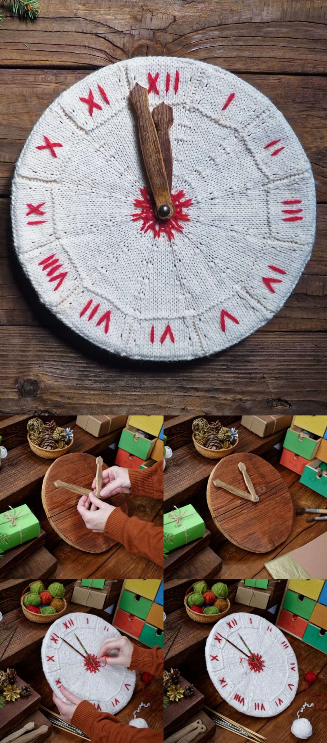 DIY Knitted Christmas Clock