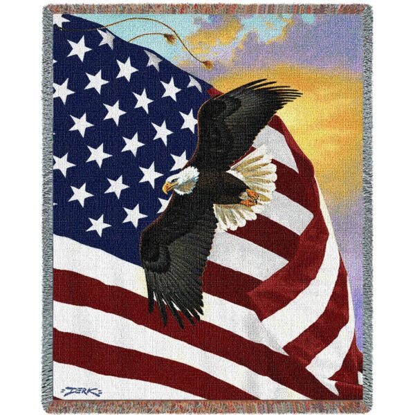 American Flag Eagle Woven Throw Blanket 5657-T