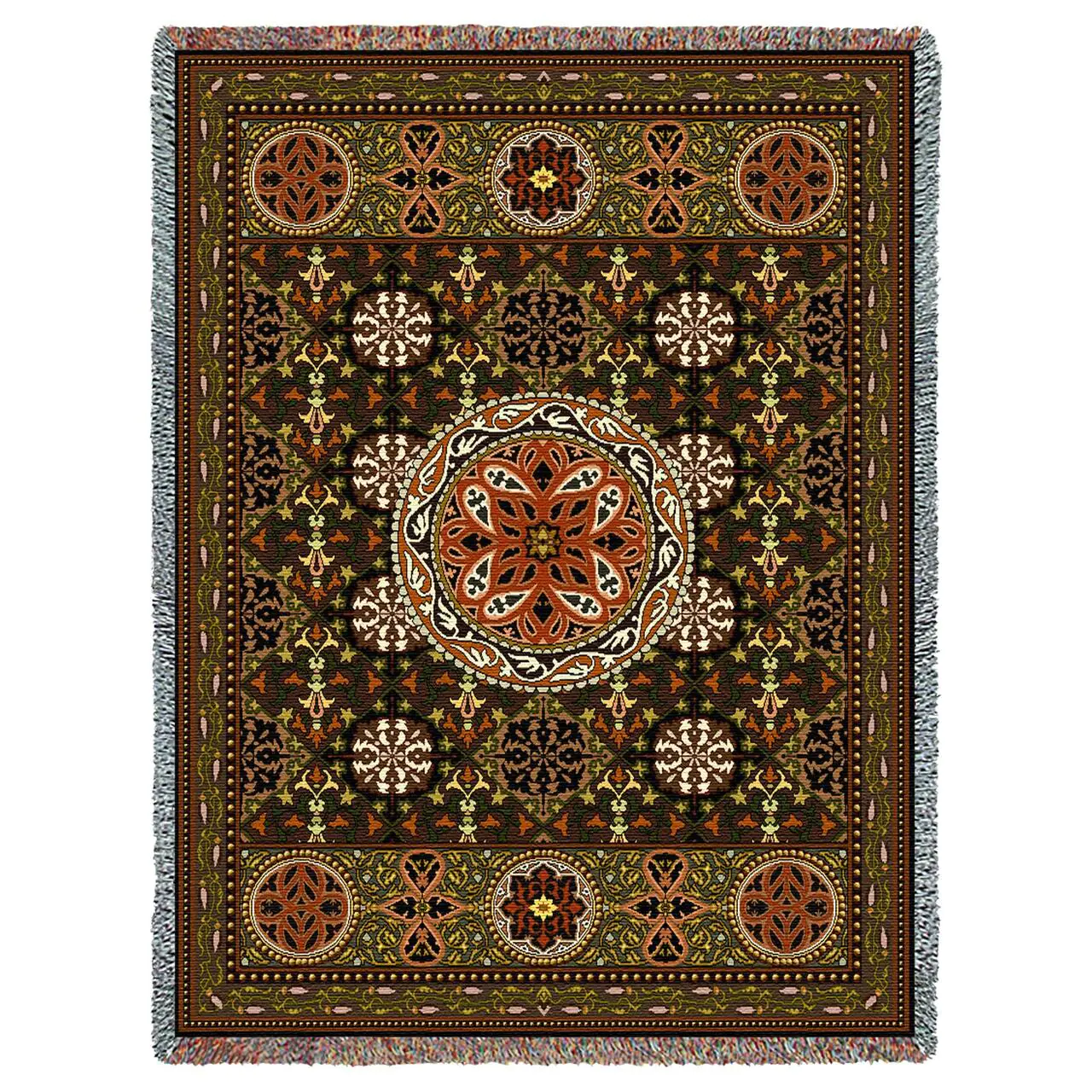 Gothic Medallion Woven Cotton Throw Blanket 5794-T