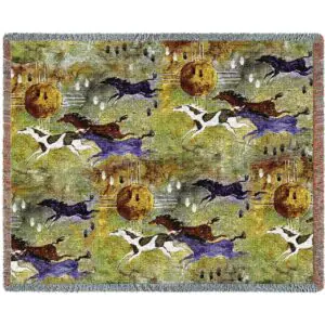 Horses Of Zia Southwestern Cave Art Throw Blanket 1906-T