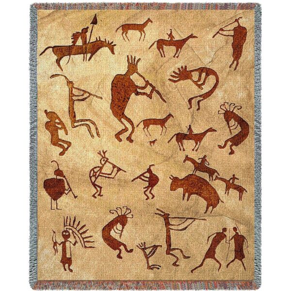 Kokopelli Petroglyphs Southwestern Throw Blanket 6619-T