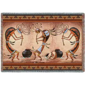 Kokopelli Pot Dance Southwestern Throw Blanket 5913-T