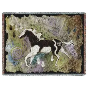 Magical Pinto Horse Cave Art Throw Blanket 1908-T