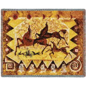 Oglalas Story Cave Art Horses Throw Blanket 1909-T