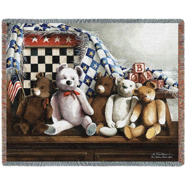 Patriotic Teddy Bears Woven Throw Blanket 3303-T