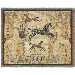 Tlalocs Tribe Southwest Cave Rock Art Throw 3884-T