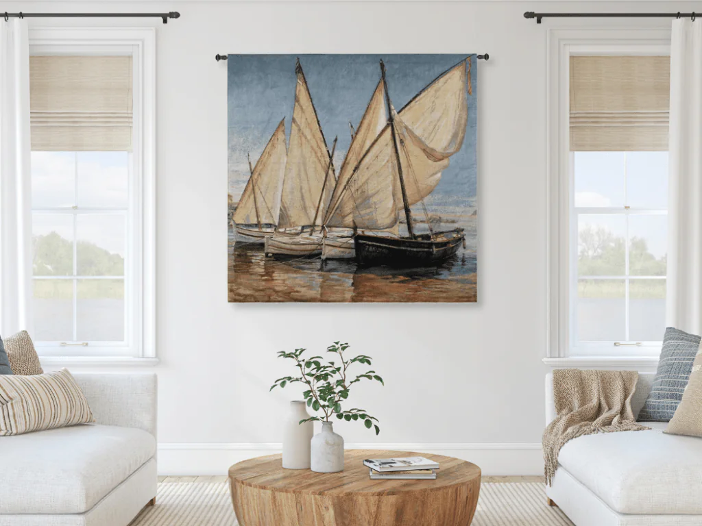 Modern Coastal Living Room Decor Tapestry