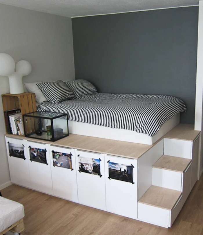 DIY Storage Platform Bed with Stairs