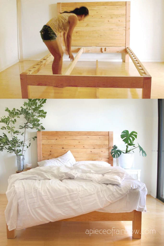 Inexpensive DIY Platform Bed With Headboard