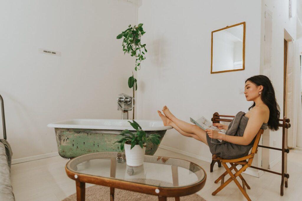 Add plants for a chic bathroom accent