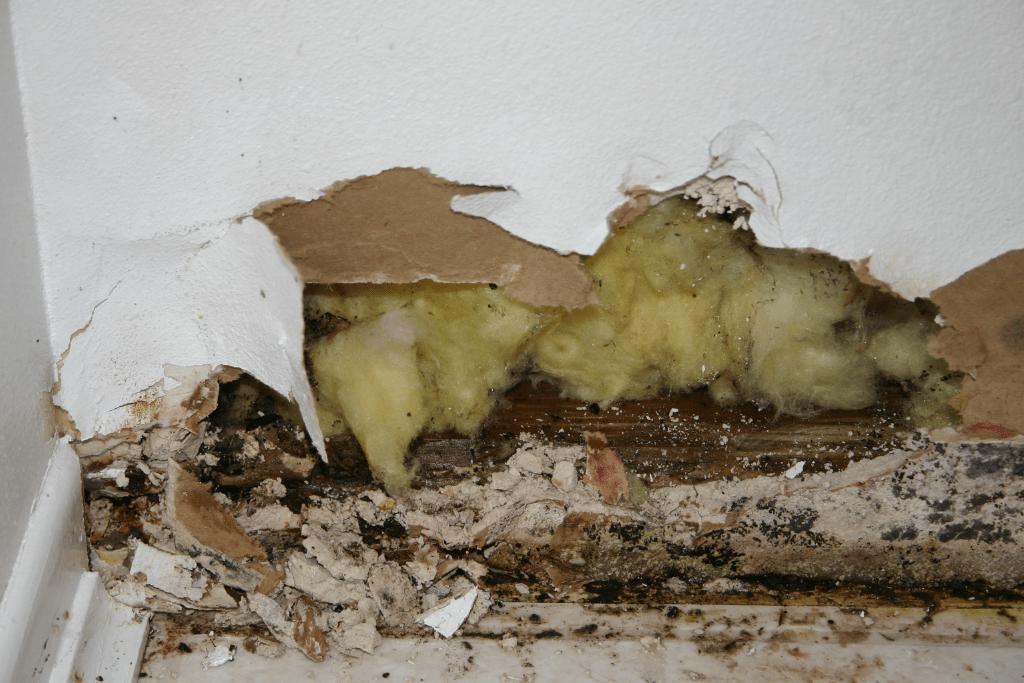 Moldy Insulation inside a wall